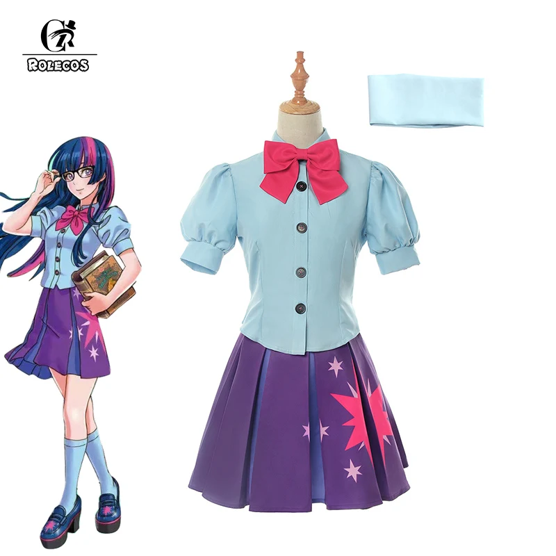 Rolecos аниме My Little Pony Косплей Костюм сумеречный блестящий костюм летнее платье