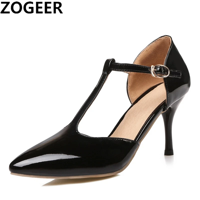 

Plus Size 48 Sexy High Heels Shoes Women Pumps Sweet T-straps Red Pink Gold Wedding Shoes Ankle strap Sandals Sapatos Femininos