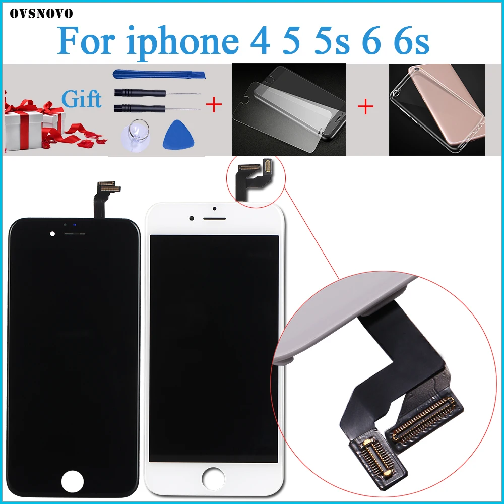 

Ovsnovo AAA+++ LCD Display For iPhone 5s 6 6s Touch Screen Digitizer Assembly Replacement White/Black With Gifts Free Shipping