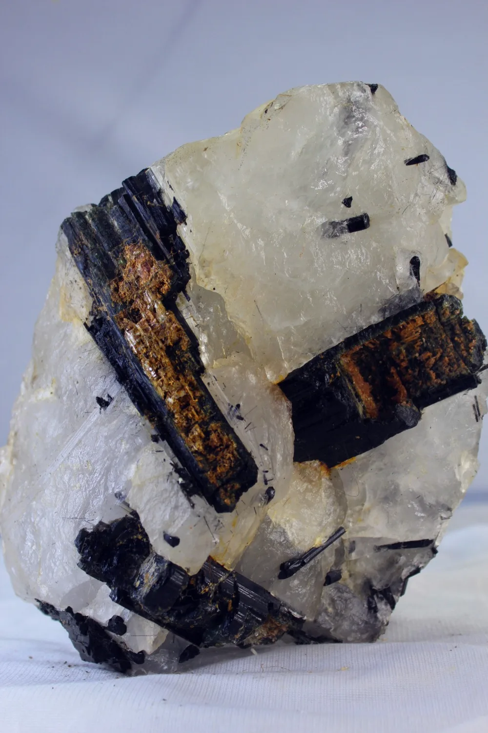 

Natural black tourmaline quartz crystal specimen