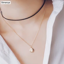 Nuovo Gioelleria Raffinata E Alla Moda Semplice personalità Selvaggia hollow Smiley Viso Pendente Della Collana Clavicola Choker Commercio All'ingrosso Della Collana #19098