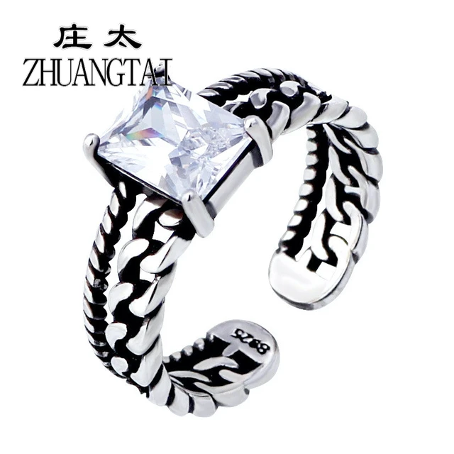 ZHUANGTAI Vintage Rings For Women White Red Black Cubic Zirconia Stone Crystal V ZHUANGTAI Vintage Rings For Women White Red Black Cubic Zirconia Stone Crystal V
