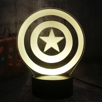 

Marvel Legends The First Avengers Captain America's Shield 3D Optical Illusion Night Light LED Desk Lamp Best Birthday toys Toys