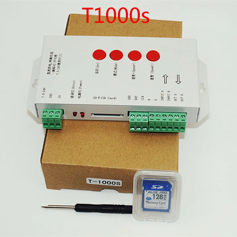 T1000S SD карты WS2801 WS2811 WS2812B LPD6803 светодиодный 2048 Пиксели контроллер DC5 ~ 24V T 1000S RGB пульт