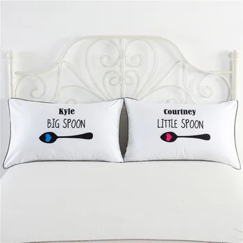 

Love Big SPOON Romantic Deisgn Fashion Bedding Pillow cover Lover Ever Pillow case Romantic Valentines Wedding Gift 2pc/lot