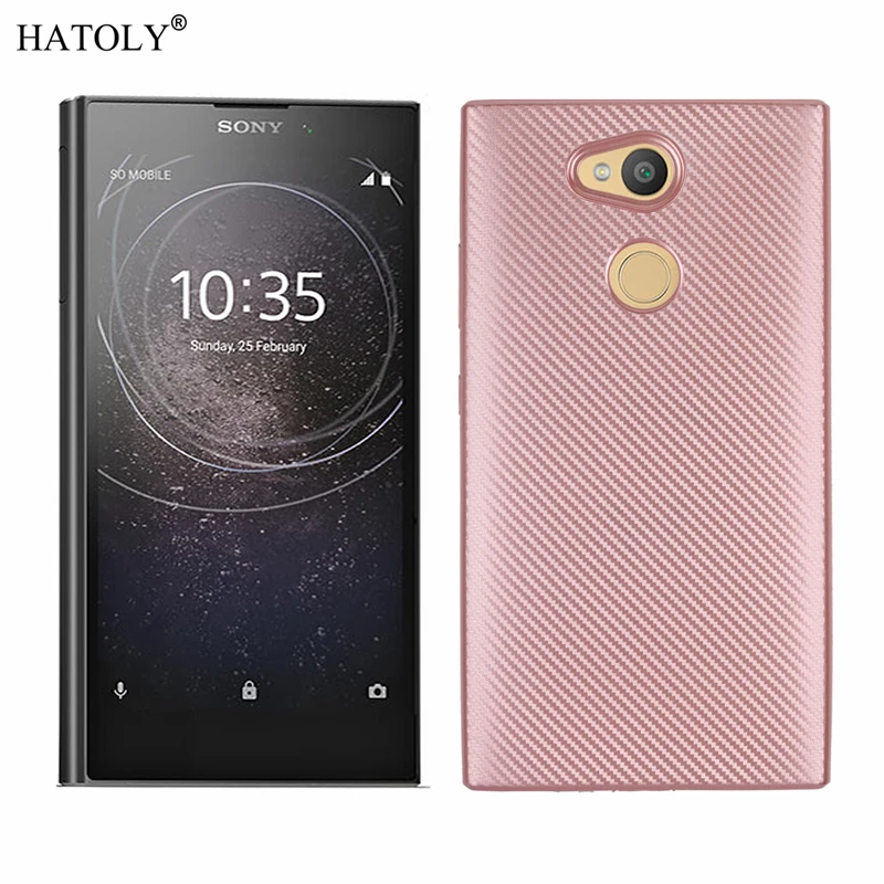 HATOLY для Fundas Sony Xperia L2 чехол ультра-тонкий мягкий ТПУ углеродное волокно задняя