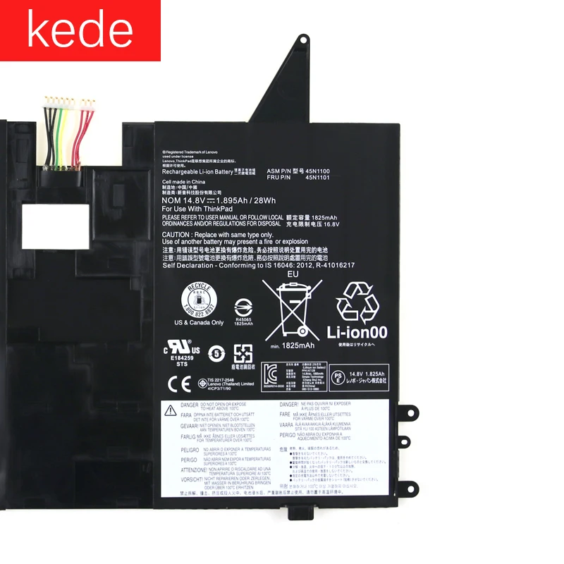 Kede Подлинная 45N1100 батарея для lenovo thinkpad X1 Helix планшетный ПК 45N1100 45N1101 батарея 41CP3/71/90