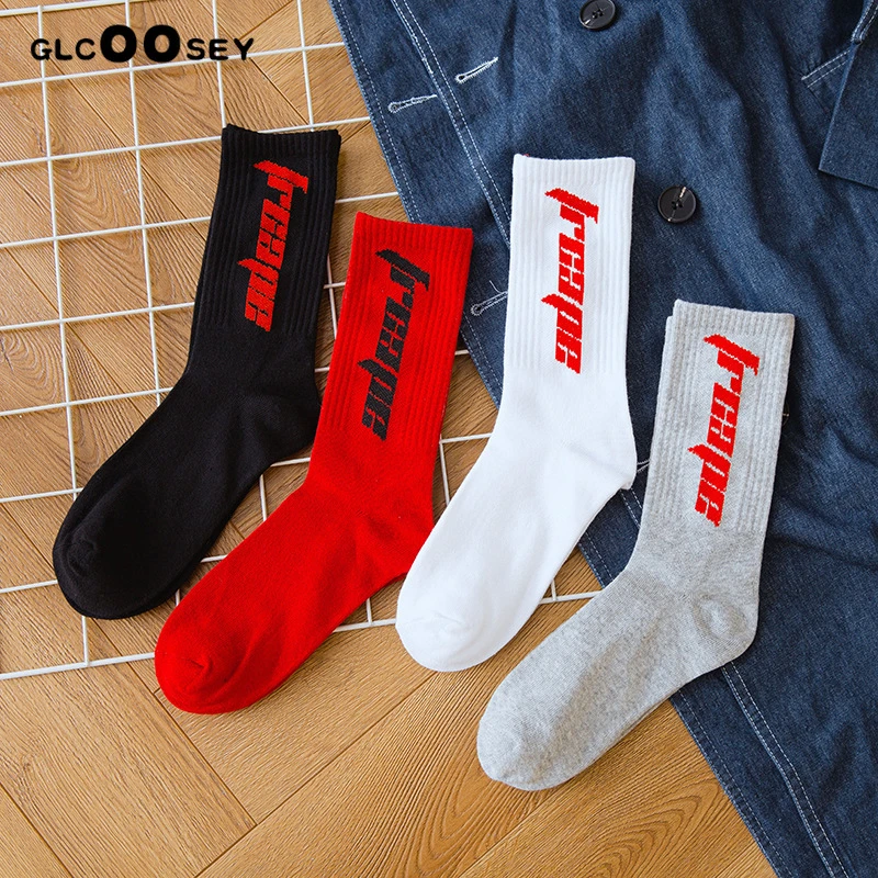 Calcetines largos con personalidad para hombre y mujer, medias de estilo Harajuku, hop, letras en inglés, chino, árabe, Negro, Rojo, moda urbana| Calcetines| - AliExpress
