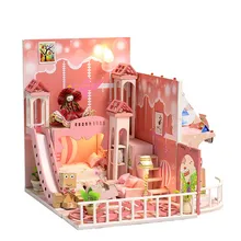 DIY деревянная сборочная модель вилла креативный подарок на день рождения деревянная мебель для шахты строительные блоки игрушки домик мечта детство