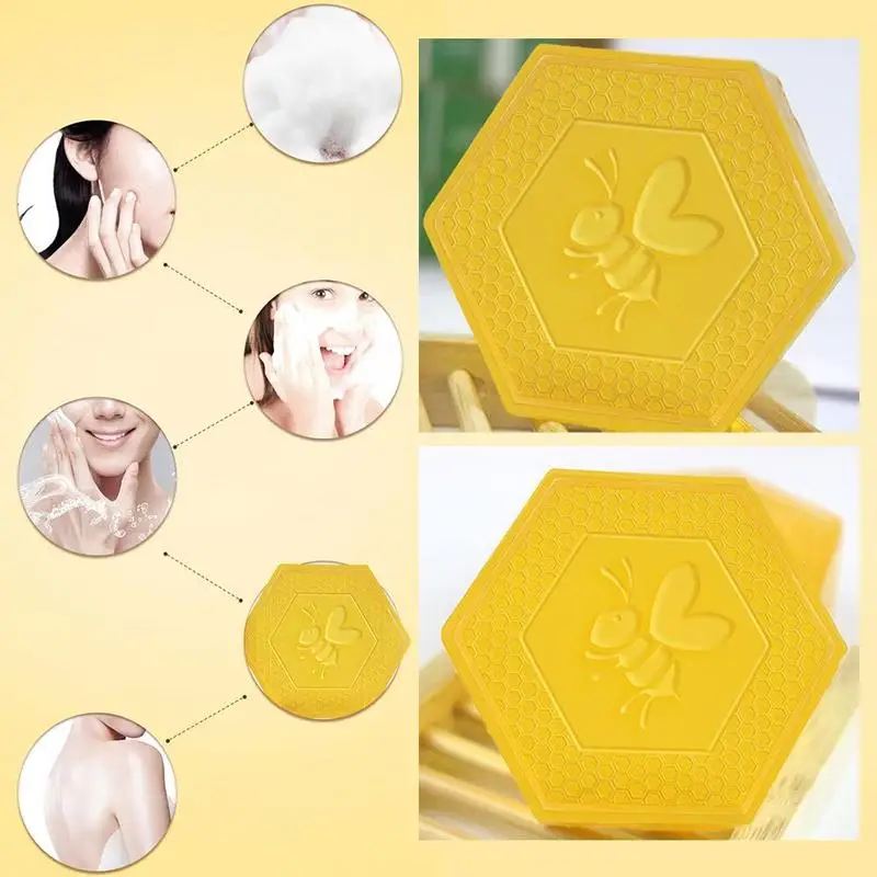 

1Pc Honey Kojic Acid Soap Deep Cleaning Handmade Whitening Soap Honey Milk Soap Natural Bath Body Skin Care Propolis Bath Soap