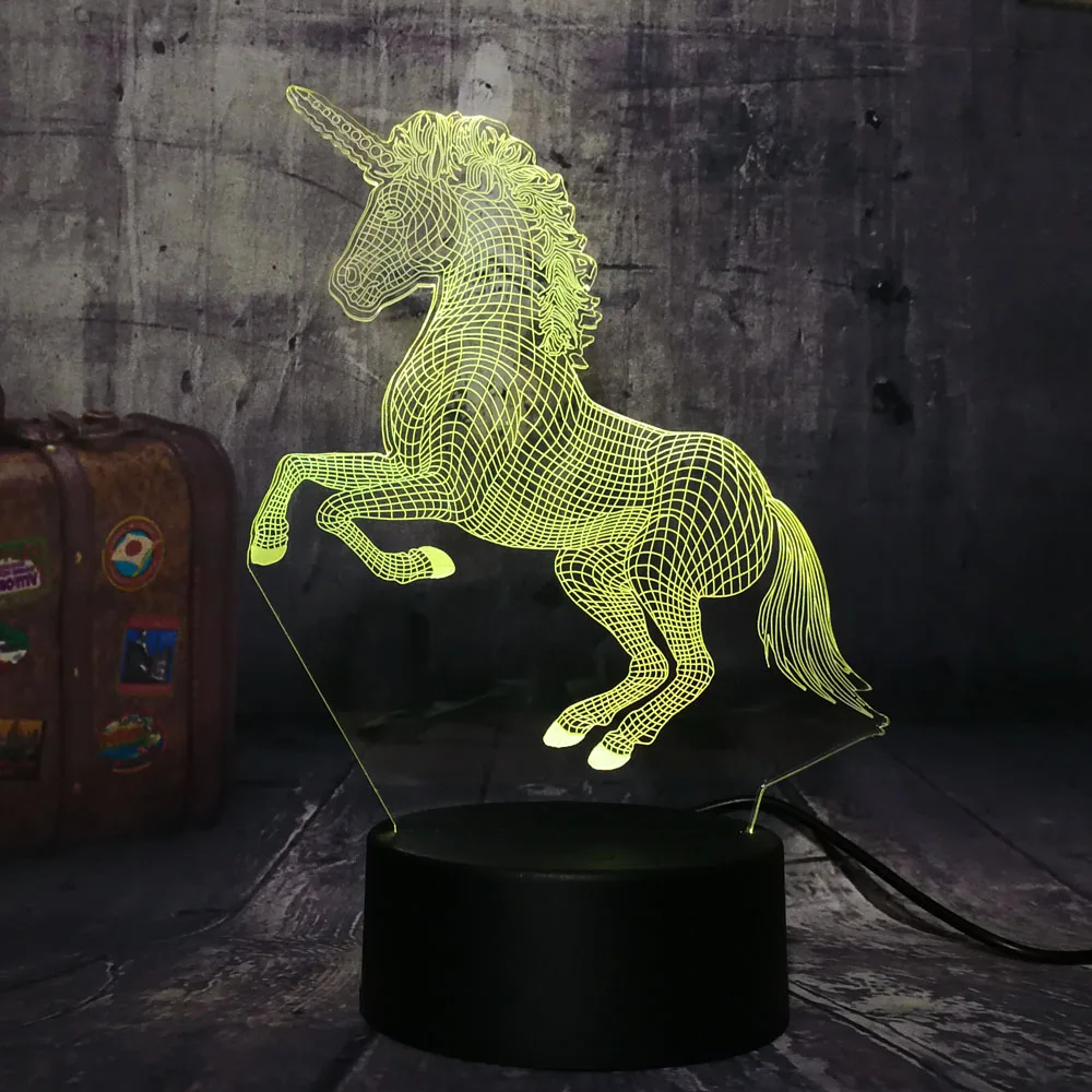 New Beautiful Unicorn 3D LED Night Light Desk Lamp ...