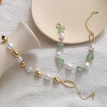 AOMU, дизайн, богемные неровные металлические жемчужные стразы, бусины, браслеты с кисточкой для женщин, подарки, трендовые пляжные вечерние ювелирные изделия