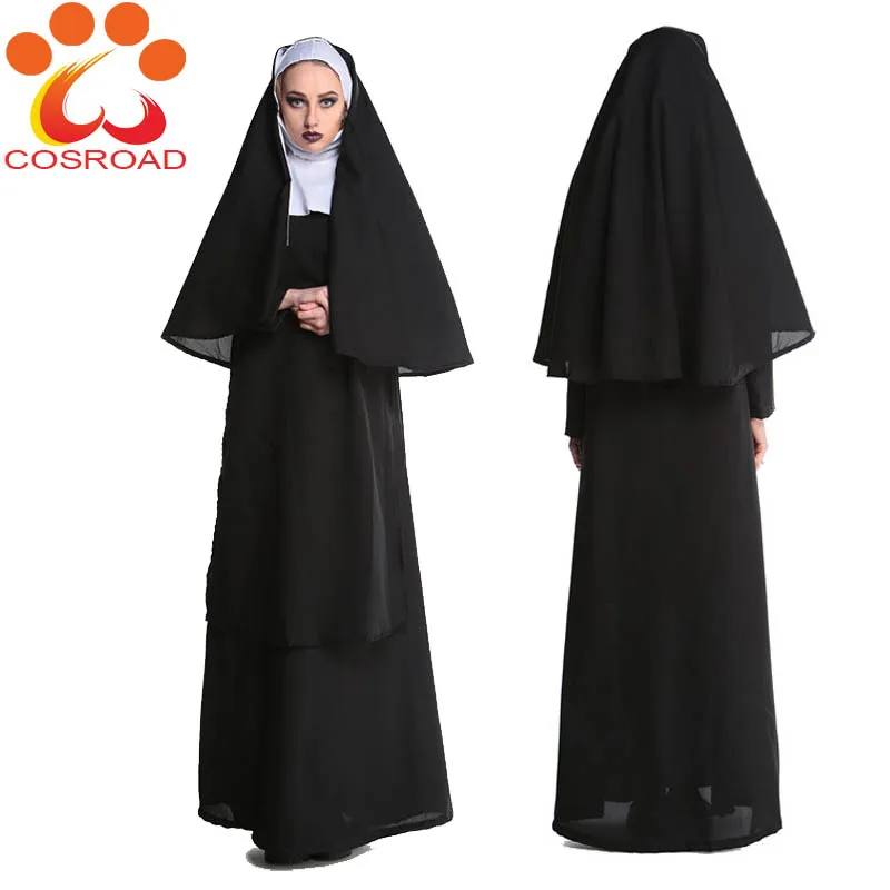 Cosroad Halloween Nun Cosplay Costume Dress Female Party Uniform Adult Dance Party Play Costumes