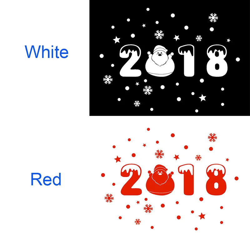 2018 веселая Рождественская Наклейка на стену Красный Белый Новый год стеклянная