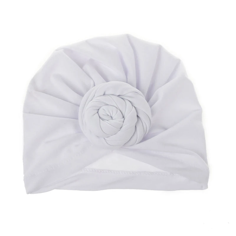 REAKIDS, дизайн, милая хлопковая детская шапка, мягкая шапка-тюрбан с узлом для девочек, летняя шапка в богемном стиле, детская шапка для новорожденных девочек и мальчиков - Цвет: B White