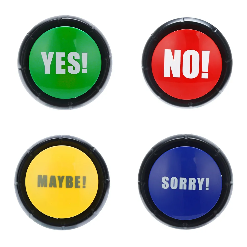 

Yes No Sorry Maybe Button Gag Sound Button Toy Amusing Prank Event Party Tool Funny Trick Practical Jokes Toy for Children Kids