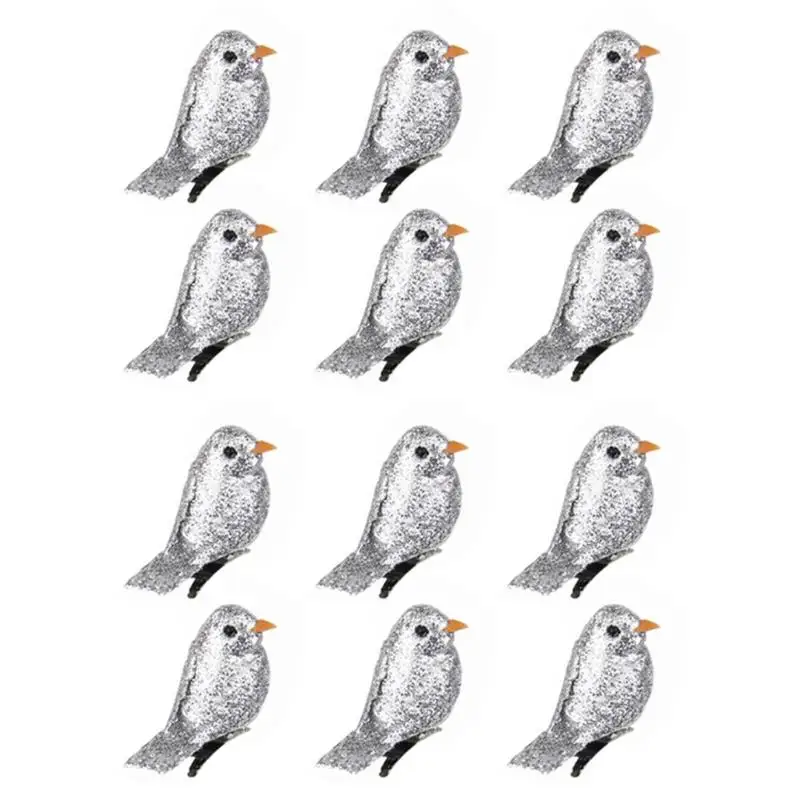Silver 12 шт./компл. Пены Искусственные с блестками с растительным рисунком в клетку геометрический дома шланг для полива огорода, двора, аксессуары для украшения для детского творчества подарок - Цвет: Silver