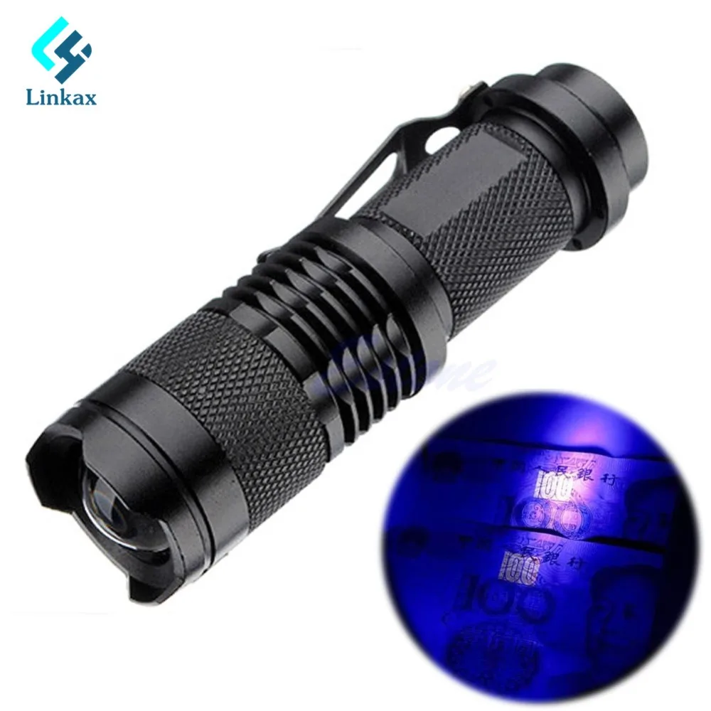 

Mini 600LM 3 Modes Q5 LED UV Flashlight Torch Waterproof Zoomable LED UV Torch Light Money Check Lamp By AA Or 14500 Battery