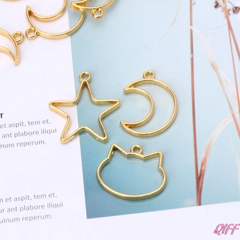 

90Pcs Cat Moon Star Resin Frame Open Bezels Setting Blank Pendant Jewelry Making