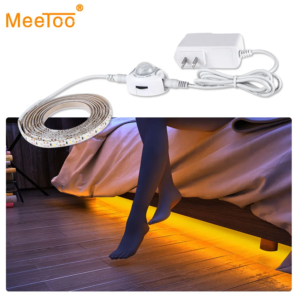 

Under Cabinet Light Night Sensor 1M 2M 3M 4M 5M PIR Motion Sensor LED Strip Bedroom Closet Stair Wardrobe Lamp With Power Supply