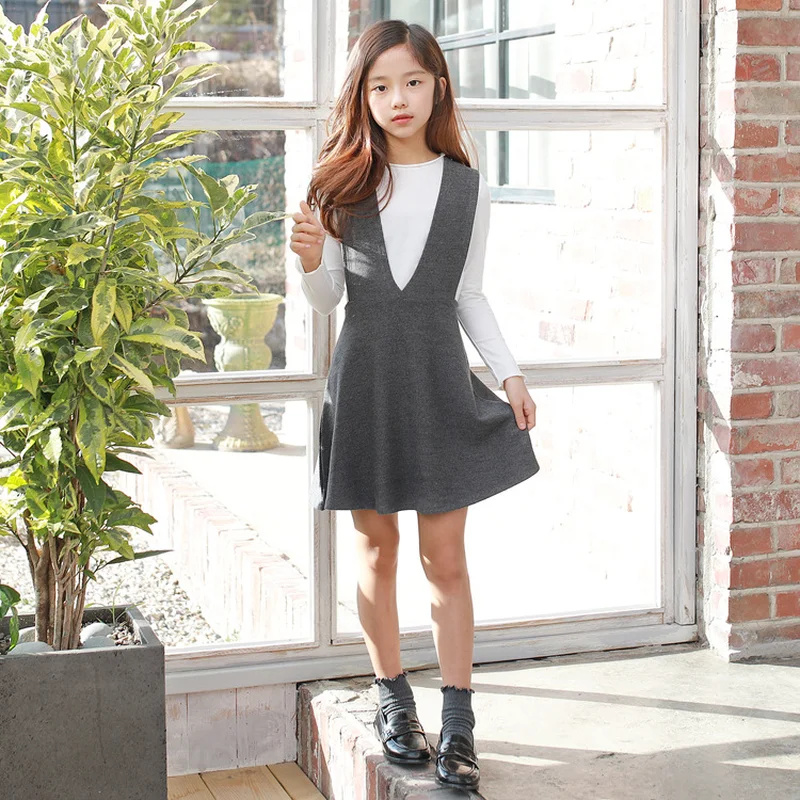 

2019 New Spring Girl Dress V Collar Dress Baby Shirt and Dress Kids Two Pieces Set Fashion Toddler Girl Winter Clothes,#3745