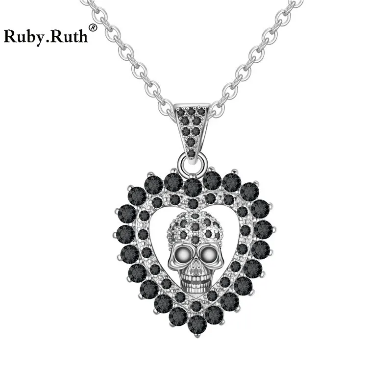 

Heart Love Punk Skull Necklaces Pendants Zircon Crystals Necklaces Valentine's day Jewelry gift Dropshipping