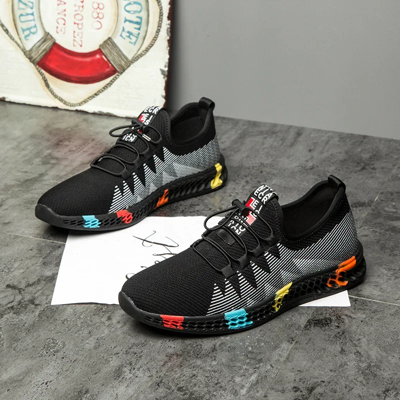 JINBEILEE 2019 Spring New Men's Skateboard Shoes Breathable Flying Woven Comfortable Non-slip Lightweight Sports Men's Shoes JINBEILEE 2019 Spring New Men's Skateboard Shoes Breathable Flying Woven Comfortable Non-slip Lightweight Sports Men's Shoes