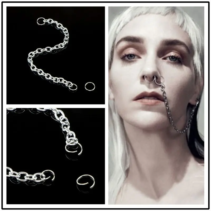 

Punk Nose Hoop Ring to Earring Nose Chain to Ear Piercing Jewelry Unisex