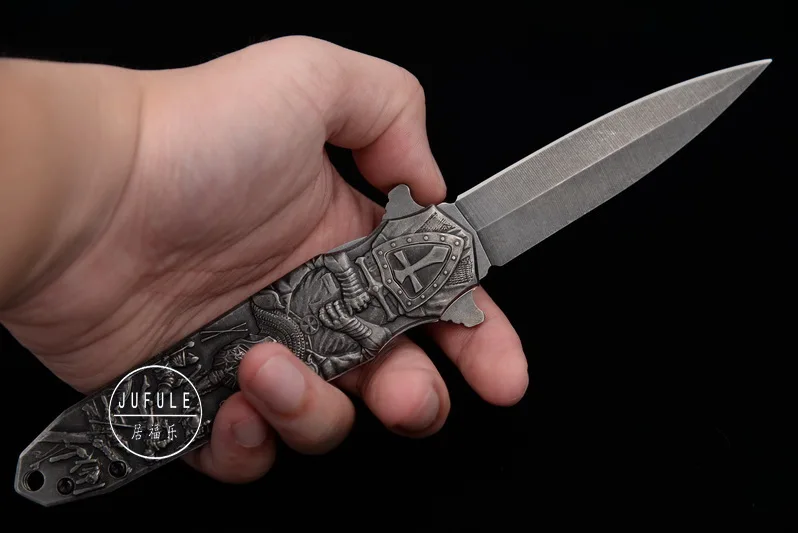 Складной Карманный Походный нож JUFULE 9Cr18MoV оригинальный дизайн для охоты