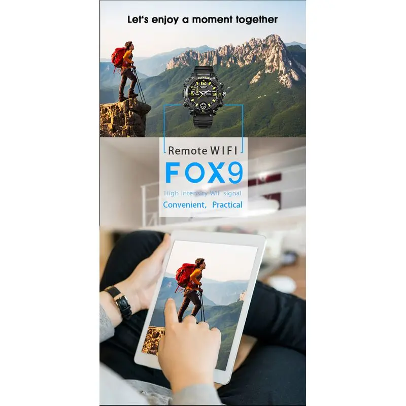 New FOX9 Rechargeable Smart HD Camera Watch Voice Video USB WiFi Recorder LED Light MP3 Player Recording Sport Watch Device