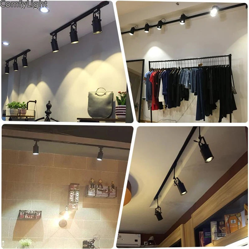 LED أضواء المسارات الملابس متجر ويندوز صالات العرض المعرض الضوء COB LED السقف السكك الحديدية مصباح التوقف التقليدية جمع ضوء