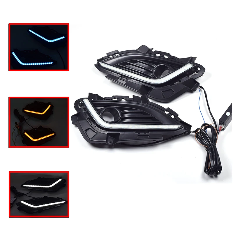

2PCS for Hyundais Elantra 2016 2017 DRL Daytime Running Light with yellow turning light High bright DRL