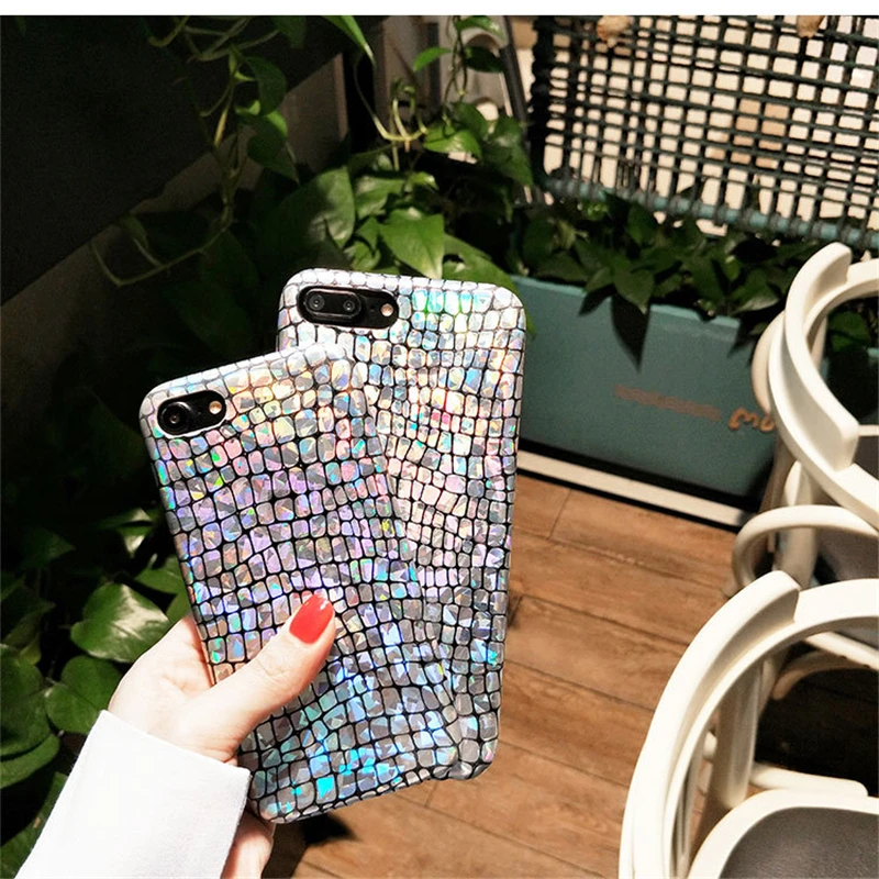 

Full Protection Shockproof Cover For iPhone 6 6S 7 8 Plus Shiny Alligator Soft TPU Back Cover For iPhone X 8 7 Plus Case Coque
