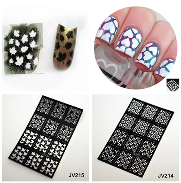 12pcs Sheet Fall Leaves Nail Stencil Art Vinyl For Foil 12pcs Sheet Fall Leaves Nail Stencil Art Vinyl For Foil Paper 1