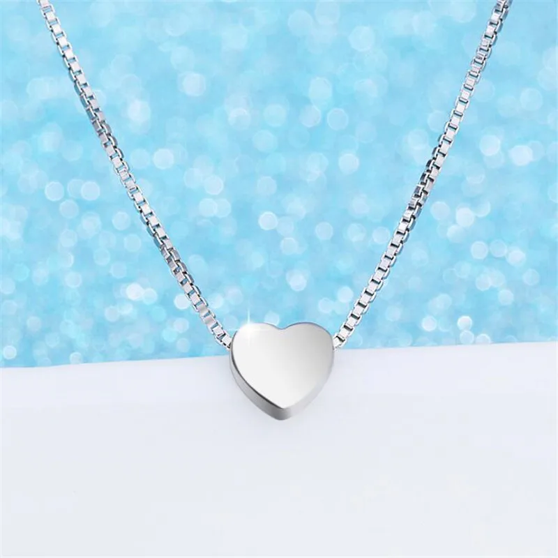 

Korean Style Fashion Jewelry Simple Love 925 Sterling Silver Heart Shaped Accessories Women Exquisite Pendant Necklaces N13A