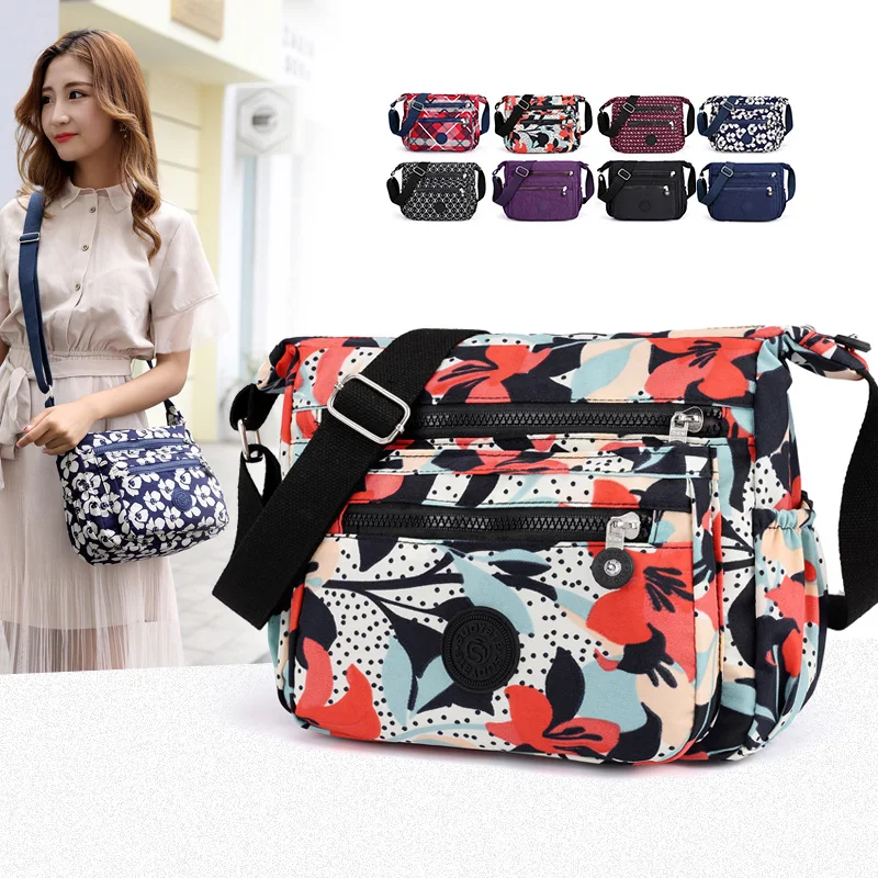 جودة عالية للماء ضوء النايلون النساء Crossbody حقيبة متعددة جيوب الإناث حقيبة كتف الأزياء عارضة الزهور الطباعة حقيبة يد جودة عالية للماء ضوء النايلون النساء Crossbody حقيبة متعددة جيوب الإناث حقيبة كتف الأزياء عارضة الزهور الطباعة حقيبة يد