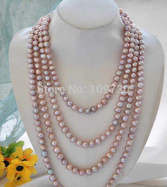 

Jewelr 003351 100" lavneder round freshwater cultured pearl necklace