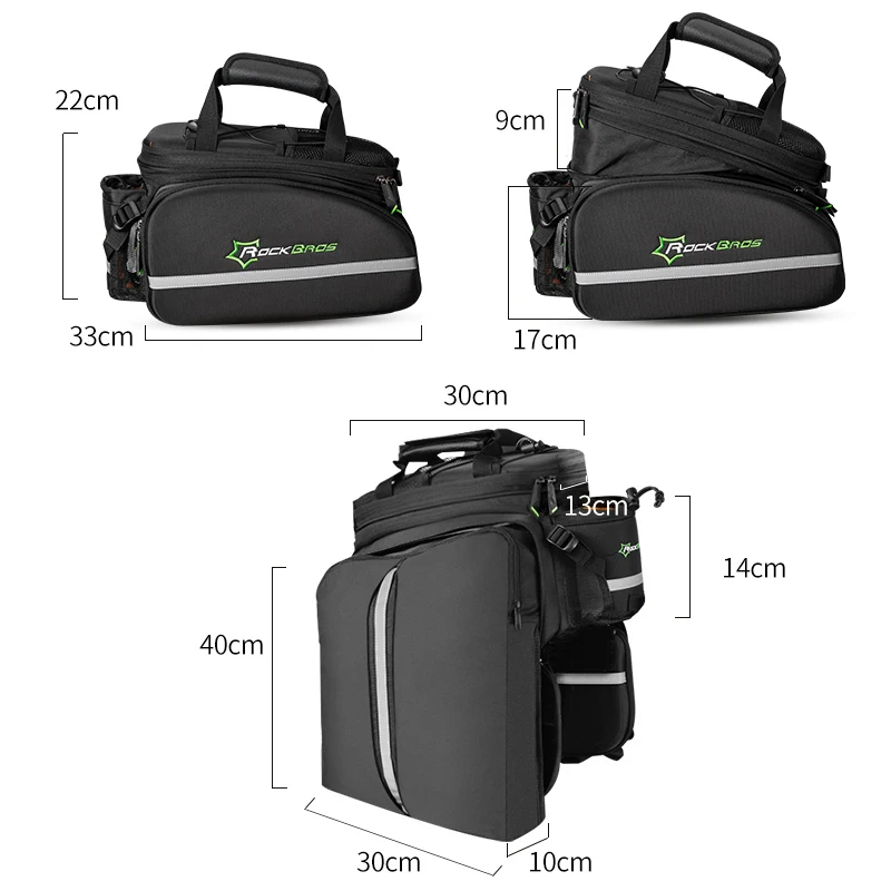 ROCKBROS 35L MTB велосипедные сумки рама Стойка Сумка Водонепроницаемый Многофункциональный 3 в 1 светоотражающий велосипедный большой пакет велосипедные сумки для багажа