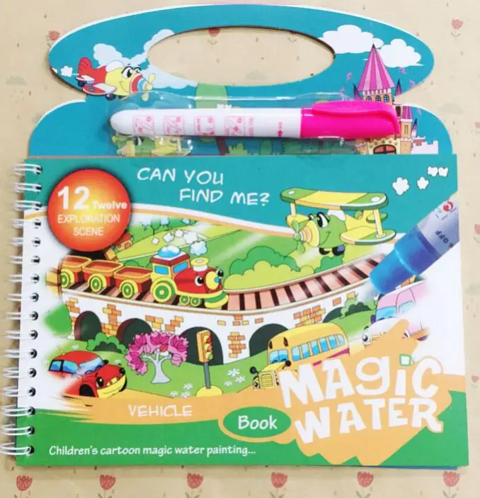 Многоразовая Волшебная Водная раскраска, волшебная ручка для рисования, детская раскраска, доска для рисования с игрушками, Детская развивающая игрушка - Цвет: Белый