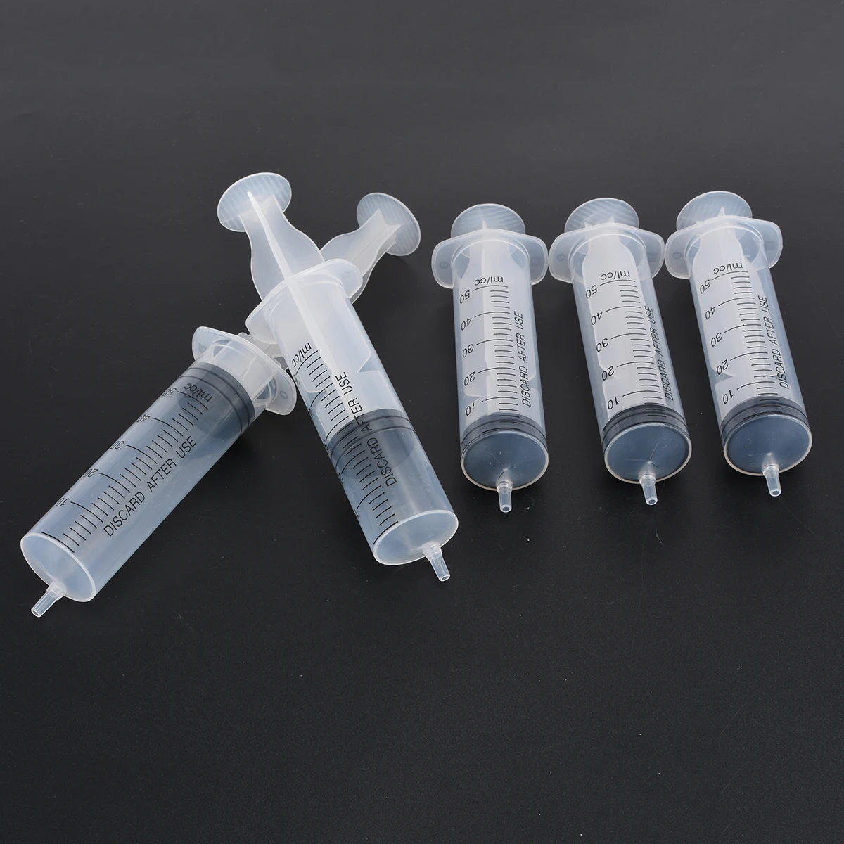 5pcs Disposable syringes Plastic Syringe 50ml Plastic Disposable Industrial Manual Syringes With Rubber Membrane