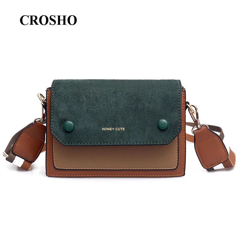 

CROSHO Retro Frosted Broad Band Single Shoulder Cross Body Color Small Square Bag