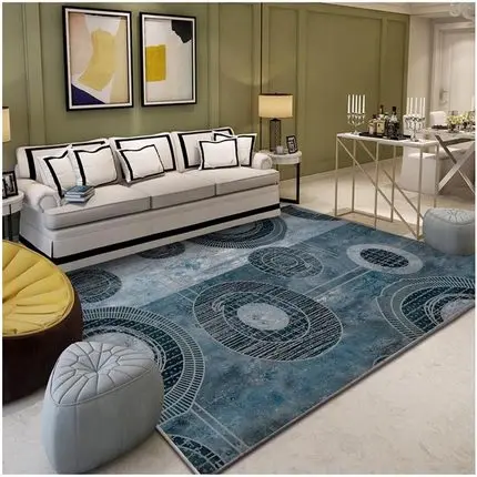 الشمال التعاقد والمعاصرة هندسية تصميم 3D الطباعة وسادة عدم الانزلاق المطبخ السجاد أريكة طاولة شاي حصيرة السرير البساط