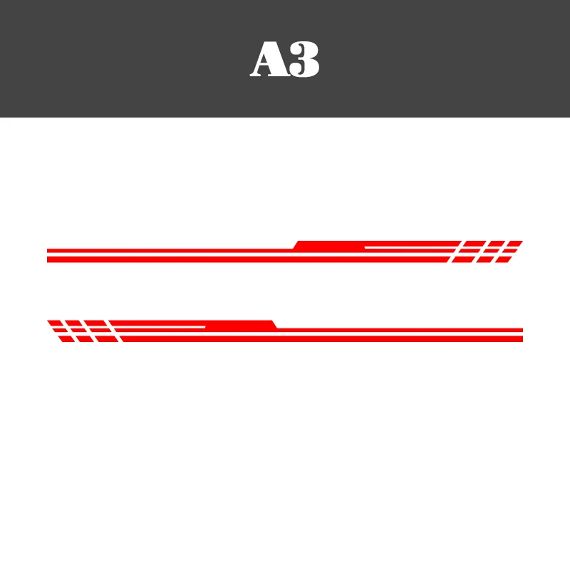 2 шт. виниловые боковые полосы юбка графика автомобиля наклейка авто стикер для Audi Ford Skoda Toyota Kia Ford BMW Универсальный - Название цвета: Glossy Red