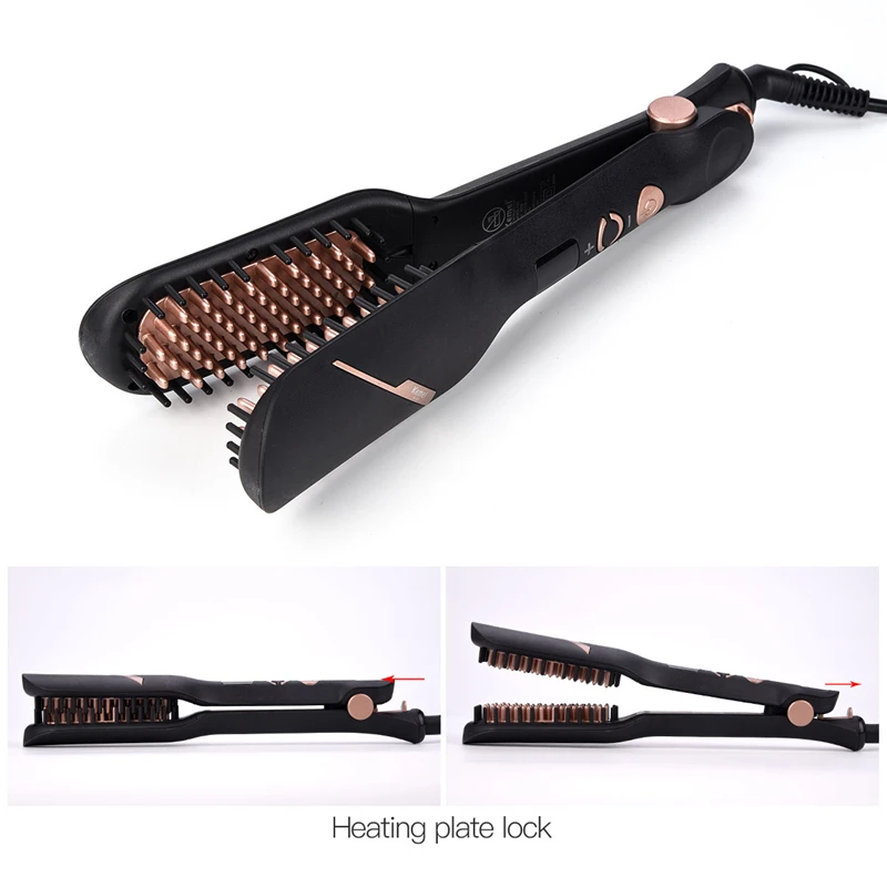 

Professional Hair Straightening Comb Electric Hair Straightener Brush Temperature Adjustable Hair Flat Iron with Switch Lock 31