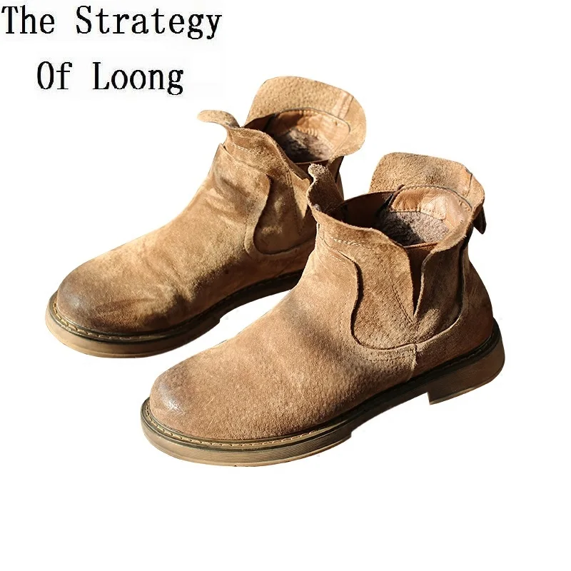 

Women Genuine Leather Vintage Spring Autumn Ankle Boot Winter Retro Thick Warm Lady Real Leather Comfortable Short Boots20180517
