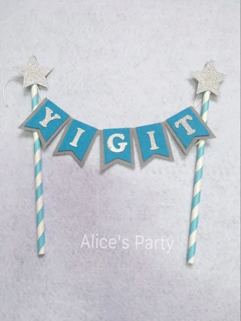 New Baby Boy Name Cake Bunting Baby Shower Blue Cake Banner