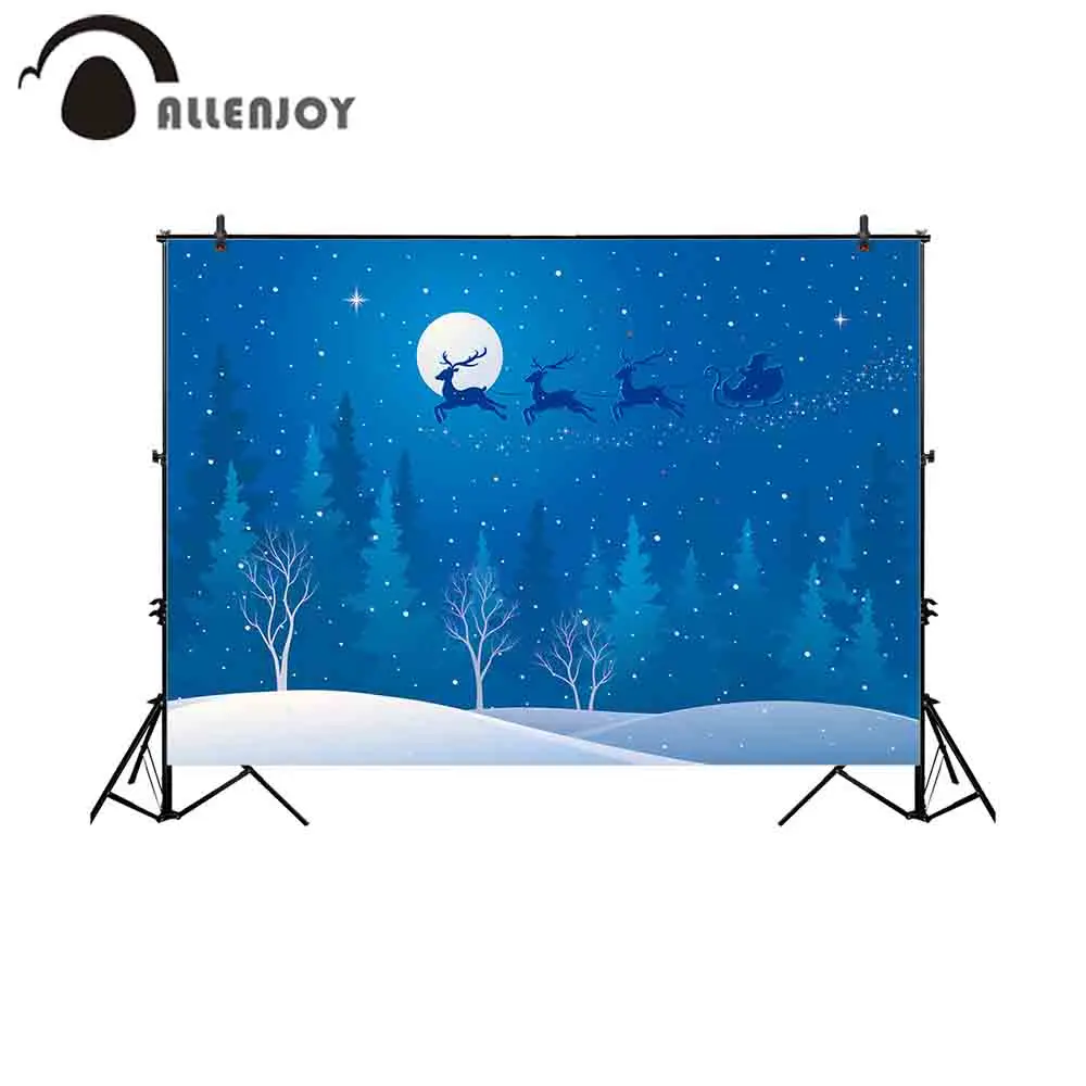 Allenjoy фон для фотосъемки Рождественская ночь олень сани снежное звездное небо
