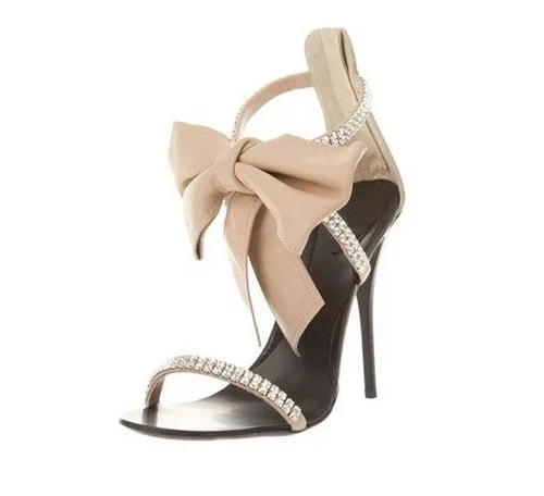 

Fashion Women High Heel Sandals Butterfly-knot Buckle Open Toe Party Shoes Crystals Ladies Large Size Shoes Free Ship