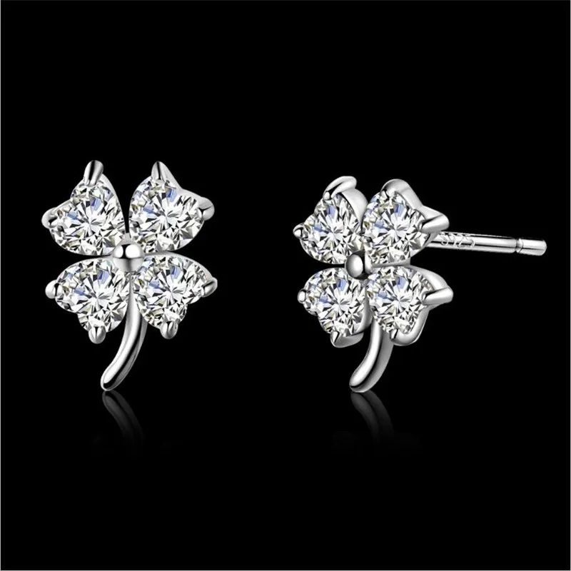 TJP Pure 925 Silver Original Female Stud Earrings Jewelry Fashion Girl