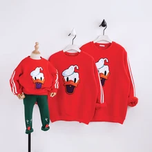Family look winter cartoon sweater family matching clothes cartoon duck mother and daughter clothes family matching outfits